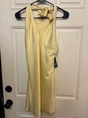 Yellow Halter Satin Dress